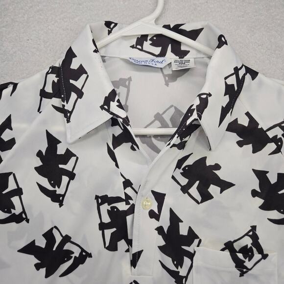 Vtg Carina Ford Polo Shirt Mens L Disco Performance USA 70s Johnny Collar Point - Picture 2 of 7